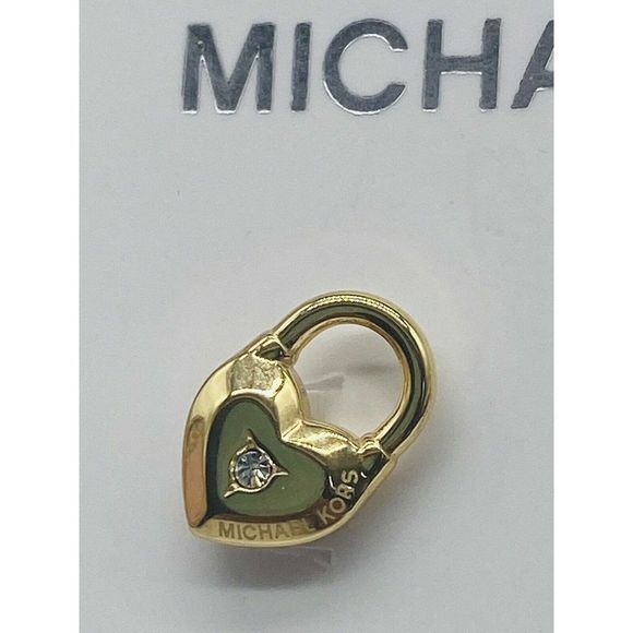 MICHAEL KORS Gold Tone Heart Padlock Crystal Stud Earrings MKJ7422710 - Picture 3 of 3